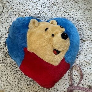 Disney Blue and Red Winnie the Pooh Heart Pillow vintage
